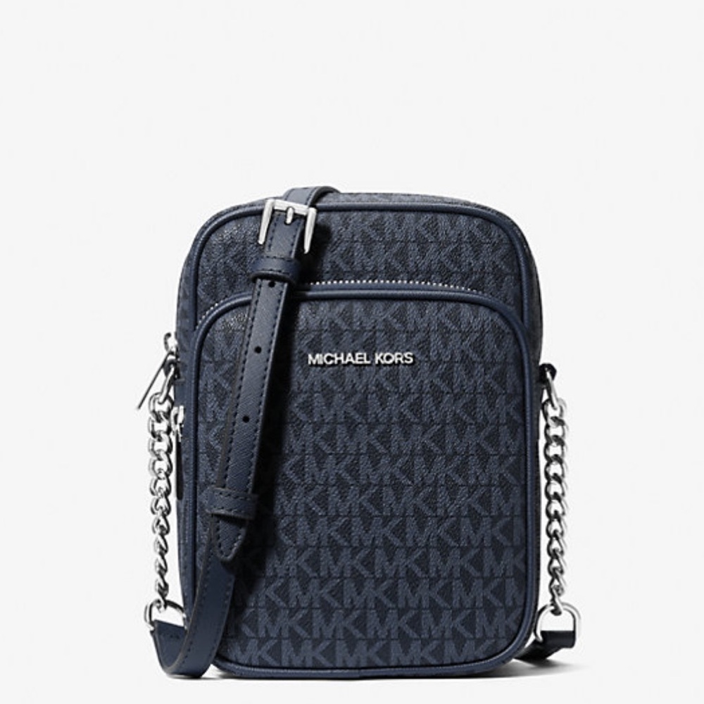 Michael Kors jet set travel Black and Gray Logo Crossbody Bag